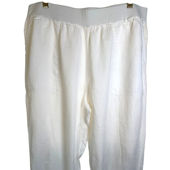 Faherty Arlie Day Jogger Pants Size XXXL Linen Tencel Blend White PullOn Pockets - Picture 2 of 9
